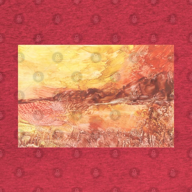 Beautiful landscape, nature. Encaustic wax art. Painting drawing by grafinya